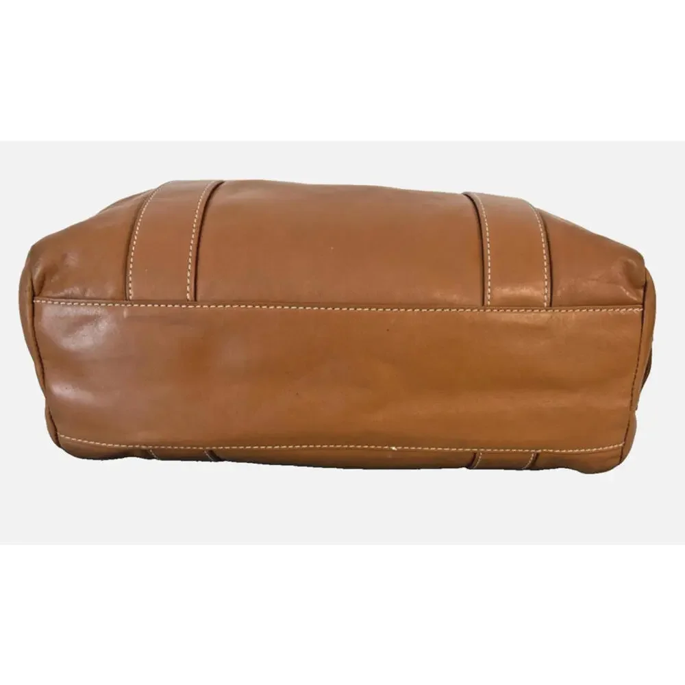 Kate Spade Brown Leather Flap Purse Bag Tote Satchel Fabric Lined 13" x 10" - Picture 5 of 9